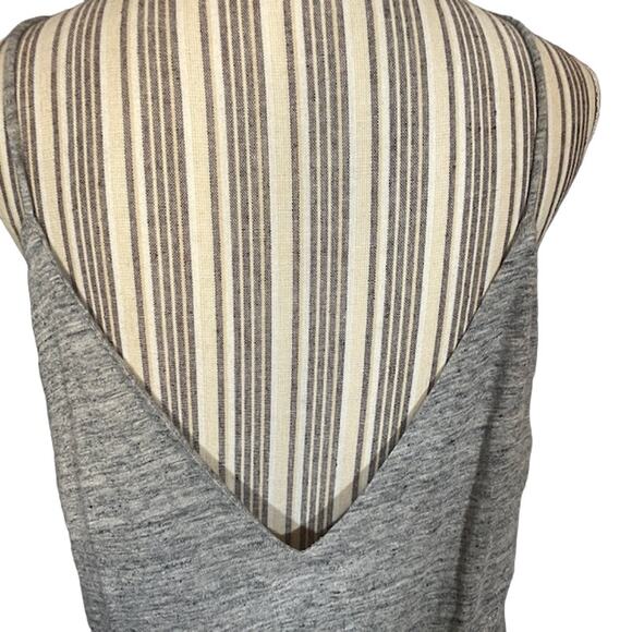 Chaser Gray Sleeveless Dropped Back Faux Wrap Style V-Neck Tank Top Women SZ M - Picture 6 of 10